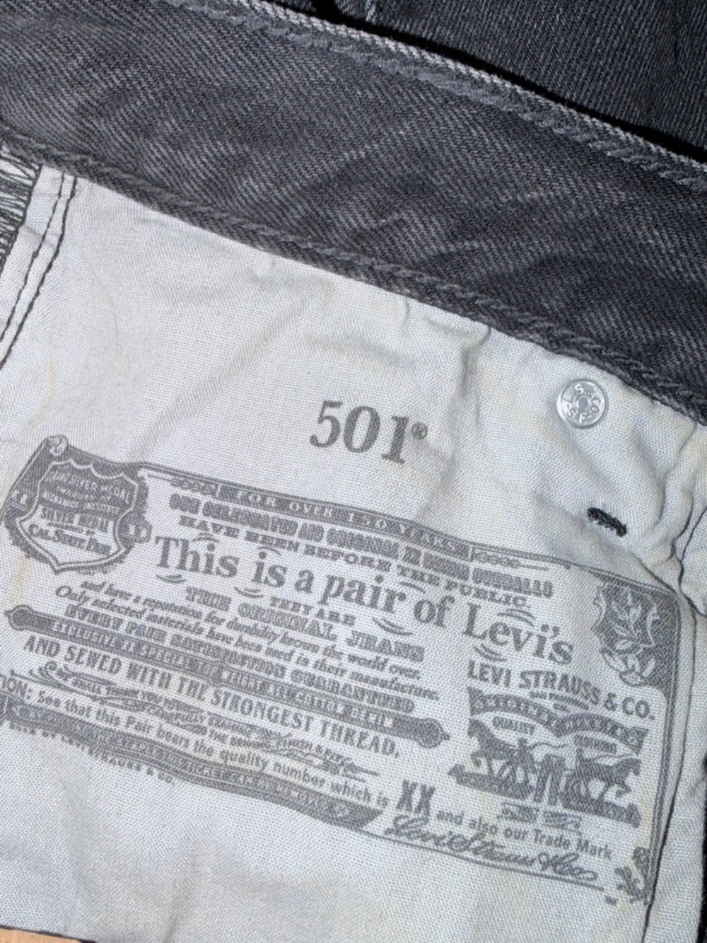 Levi's 501 Original Fit Black Distressed Straight-Leg Jeans - Picture 9 of 10